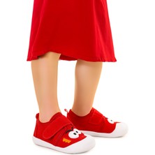 Kiko Kids Cookie Cırtlı Kız Bebek Ilk Adım Panduf Ayakkabı Kırmızı