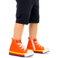 Kiko Kids Tinna Bağcıklı Erkek Bebek Boğazlı Keten Spor Ayakkabı Turuncu