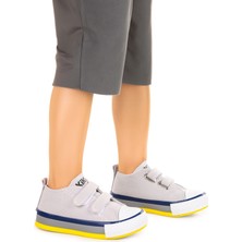Kiko Kids Linen Cırtlı Erkek Bebek Keten Spor Ayakkabı Gri
