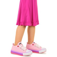 Kiko Kids Tinna Bağcıklı Kız Bebek Keten Spor Ayakkabı Pembe