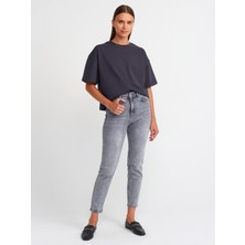 Dilvin 71461 Kar Yıkama Mom Pantolon-Gri