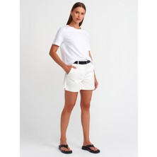 Dilvin 31142 Bisiklet Yaka T-Shirt-Beyaz