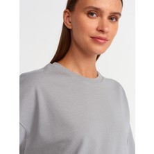 Dilvin 31017 Kısa Kollu Pamuklu T-Shirt-Gri