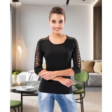 Miraxx Derya Kurşun Kol Güpürlü Kadın Body 126