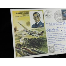 Ephemera Ingiltere Kraliyet Hava Kuvvetleri Ilk Gün Zarfı Fdc 1976 Royal Air Force Air Chief Marshall  Islak Imzalı Limited Limitli Zarf