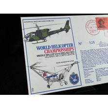 Ephemera Dünya Helikopter Şampiyonluğu World Helicopter Championships Signed Brigadier Sutcliffe 1970S Fdc Nadir