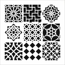 Stencil Sarayi Boyama Şablon Damask Çini Mandala - 4012