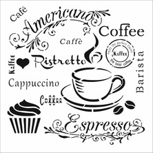 Stencil Sarayi Boyama Şablon Mutfak Obje ve Yazıları - 8111