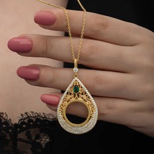 Aya Diamond Gümüş Gold Kaplama Damla Çeyrek Takılabilen Kadın Kolye
