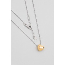 So CHIC Wonderland 18 Ayar Sarı ve Beyaz Altın Kaplama 48 Cm Gümüş Kalp Kolye