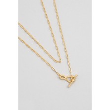 So CHIC İkonik Kilit 18 Ayar Sarı Altın Kaplama 43 Cm Gümüş Ataç Y Kolye