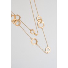 So CHIC Çöl Güzeli 18 Ayar Sarı Altın Kaplama 80 Cm Gümüş Tasarım Kolye