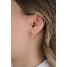 Güzide Kuyumcu Güzide 14 Ayar Altın Taşlı V Küpe