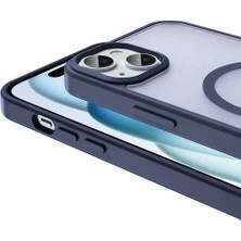 Gpack Apple iPhone 15 Plus Kılıf Magsafeli Mat Arka Yüzey Sio Kapak Lacivert