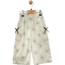 Çikoby Kız Çocuk Bel Lastikli Desenli Bol Paça Pantolon