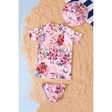 Cansın Mini Pembe Şapkalı Kız Çocuk Mayo Takımı 19050