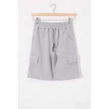Cansın Mini Gri Kargo Cepli Erkek Çocuk Beli Lastikli Şort 18800