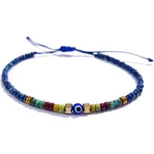 Funny Takı Minik Nazar Boncuklu Hematit Doğaltaşlı Desenli Miyuki Round Boncuklu Bileklik