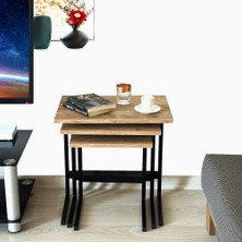 Faween 80110 3 Lü Zigon Sehpa Metal Sehpa Atlantik Çam