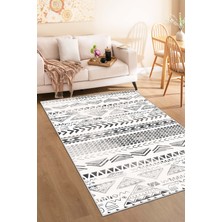 Confidence Home Makinede Yıkanabilir Kaymaz Taban Leke Tutmaz Siyah Iskandinav Salon Halısı Mutfak Halısı ve Yolluk