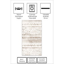 Confidence Home Makinede Yıkanabilir Kaymaz Taban Leke Tutmaz Bej Iskandinav Salon Halısı Mutfak Halısı ve Yolluk