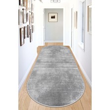 West Home Makinede Yıkanabilir Kaymaz Taban Leke Tutmaz Gri Oval Salon Halısı Mutfak Halısı ve Yolluk