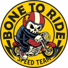 Sticker Usta Motosikletli Kurukafa Bone To Ride Araba Oto Motosiklet Sticker Etiket 00028