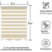 Mekstor Soft Bamboo Krem Beyaz Kırçıllı Zebra Perde ( Etek Dilimli )