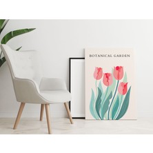 Pegziz Kırmızı Laleler Botanik Renkli Çiçekler Dekoratif Kanvas Tablo - Modern Duvar Dekorasyon Sanatı