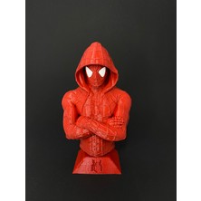 Root Made Spiderman Figür Kapşonlu Örümcek Adam Büst 17 cm