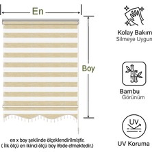 Mekstor Soft Bamboo Krem Beyaz Kırçıllı Zebra Perde ( Etek Boncuklu )