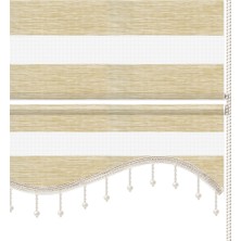 Mekstor Soft Bamboo Krem Beyaz Kırçıllı Zebra Perde ( Etek Boncuklu )