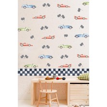 Msticker Dekoratif Yarış Arabaları ve Bordür Çocuk Odası Duvar Cam Kapı Sticker