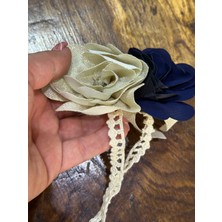 Gönülden Tasarım 11X7 cm Çift Güllü Taşlı Tasarım Iğneli Broş Yaka Iğnesi