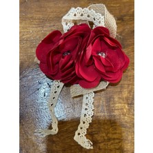 Gönülden Tasarım 11X8 cm Çift Gülllü Kırmızı Taşlı Broş Yaka Iğnesi