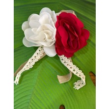 Gönülden Tasarım 14X9 cm Çift Güllü Taşlı Tasarım Iğneli Broş Yaka Iğnesi