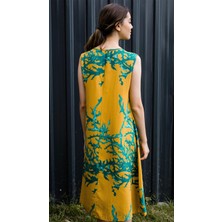 Gils Butik Mercan Desenli Hardal Elbise