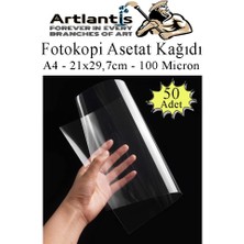 Artlantis Asetat Kağıdı Pvc A4 50 Adet 100 Micron Fotokopi Asetatı Şeffaf A4 Kağıdı 21X29,7 Projektör Tepegöz