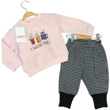 Çikoby Kız Bebek Smoothie Sweat Pitikare Pantolonlu Takım