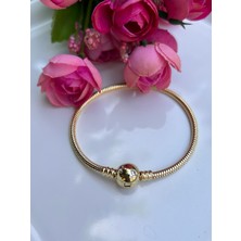 ByMerve Kadın Gold Altın Yuvarlak Taşlı Kararmaz Çelik Küp Model 18CM Ince Zarif Bileklik