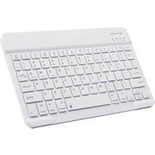 TezMax Technopc Ultrapad UP10.SI21WA 10.1" Uyumlu Kablosuz Bluetooth Şarj Edilebilir Mini Q Klavye - Beyaz