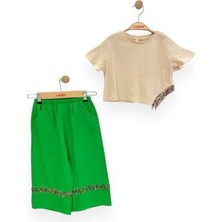 Çikoby Kız Çocuk Boncuklu Bluz Pantolonlu Takım