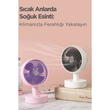 Megamus F-08 Beyaz Pembe Ayarlanabilir Sessiz Mini Fan Vantilatör Masa Fan