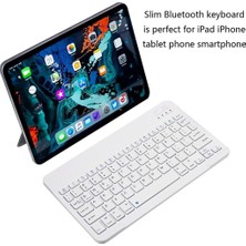 TezMax Vorcom S7 Pro 7" Uyumlu Kablosuz Bluetooth Şarj Edilebilir Mini Q Klavye - Beyaz