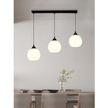 Riolight  Retro,rustik,vingate Opal Camlı 3XE27 Duylu Metal Gövde Sarkıt Avize Taban UZUNLUĞU:60CM