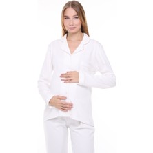 Likapa Interlok Düğmeli Hamile Lohusa Uzun Kol Pijama Takımı 1354-01