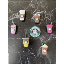 Marimari Crocs Terliklerine Uyumlu İçecek Temalı Jibbitz Süsü 7'li Set Kadınlar İçin Renkli