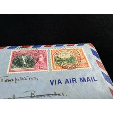 Ephemera Uçak Postası Air Mail 1942 Yılında Trinidad And Tobago Dan Ingiltere'ye  Postalanmış 60 ve 8 Cent Pullu