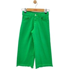Çikoby Kız Çocuk Püskül Paça Detaylı Yüksek Bel Yeşil Mom Jeans