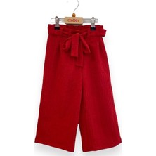 Çikoby Kız Çocuk Dokuma Bol Paça Pantolon